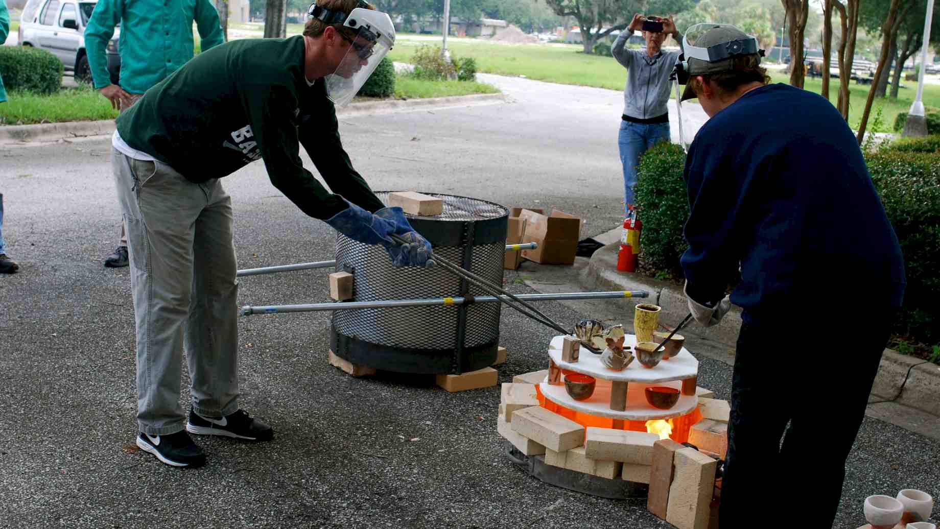 Raku firing, Low-Fire Ceramics, Summer 2013.