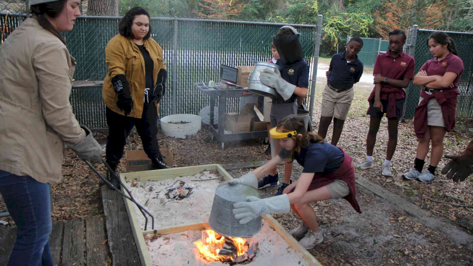 Raku firing workshop at Oak Hall School